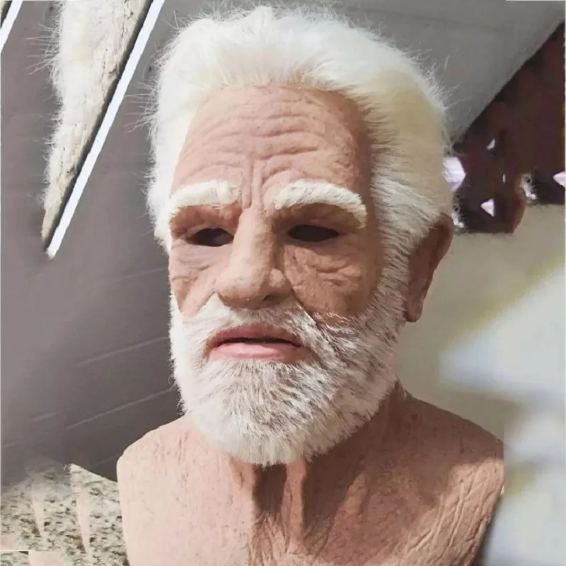 Cosplay Anime White Hair - Halloween cabelo branco avô velho cabeça