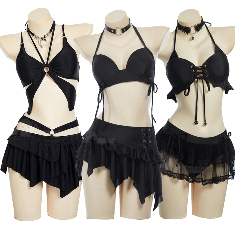 Anime Cosplay Bikini - Novo Lançamento: Biquíni Feminino Gótico de