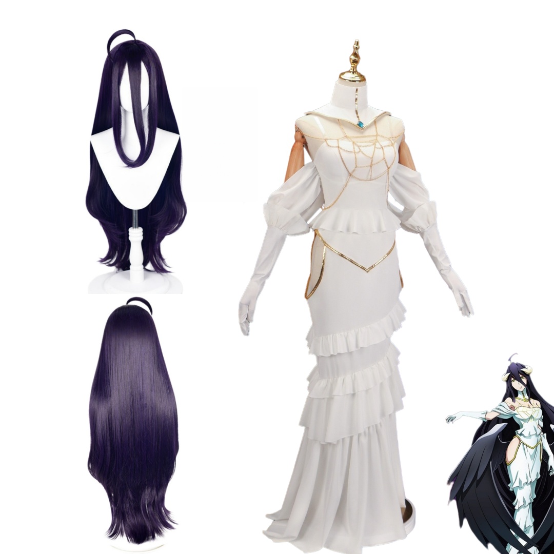 Anime Cosplay Albedo - Conjunto de Peruca e Fantasia Cosplay