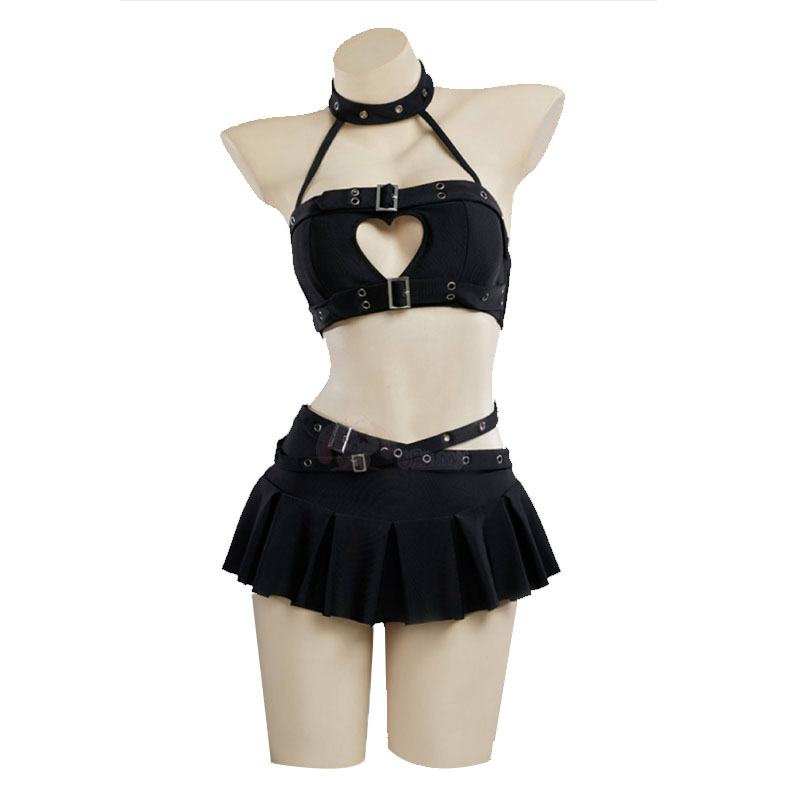 Anime Cosplay Bikini - Gótico punk coração oco halter maiô
