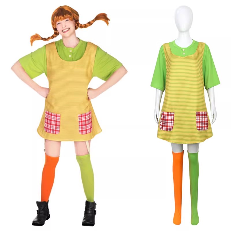 Cosplay Anime Boy - Fantasia Cosplay Piippi Adulto Vestido Verde