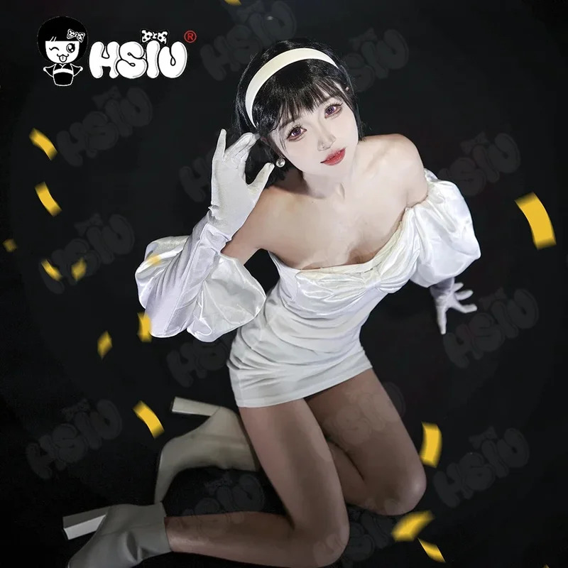 Cosplay Anime White Hair - Anime alienígena palco traje vestido branco