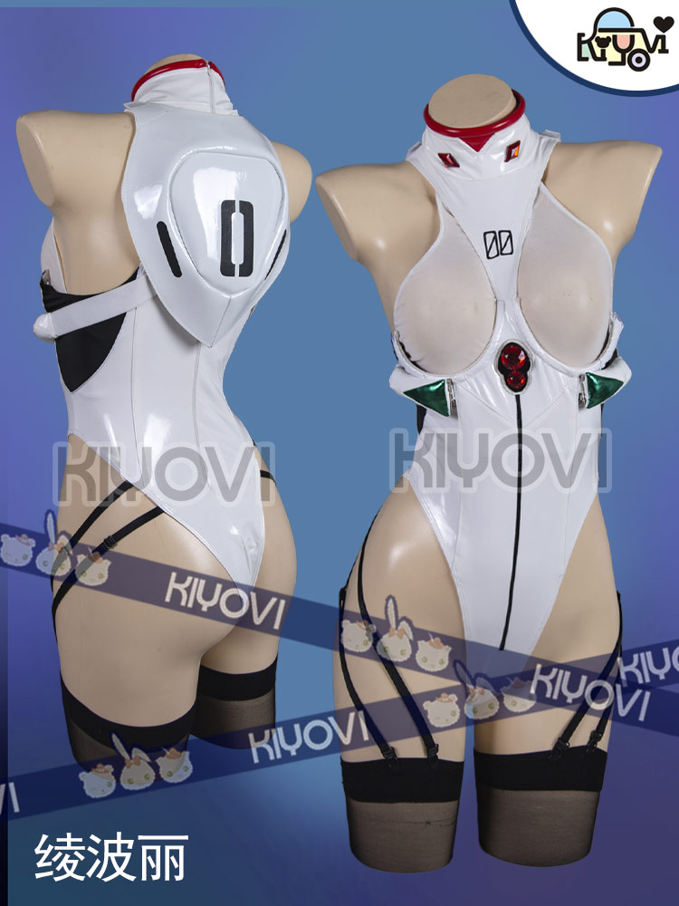 Anime Cosplay Bikini - Ayanami Rei Macacão Feminino de PU