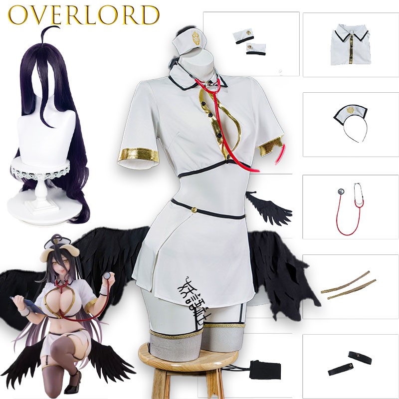 Anime Cosplay Albedo - Fantasia de Cosplay OVERLORD Albedo Enfermeira,