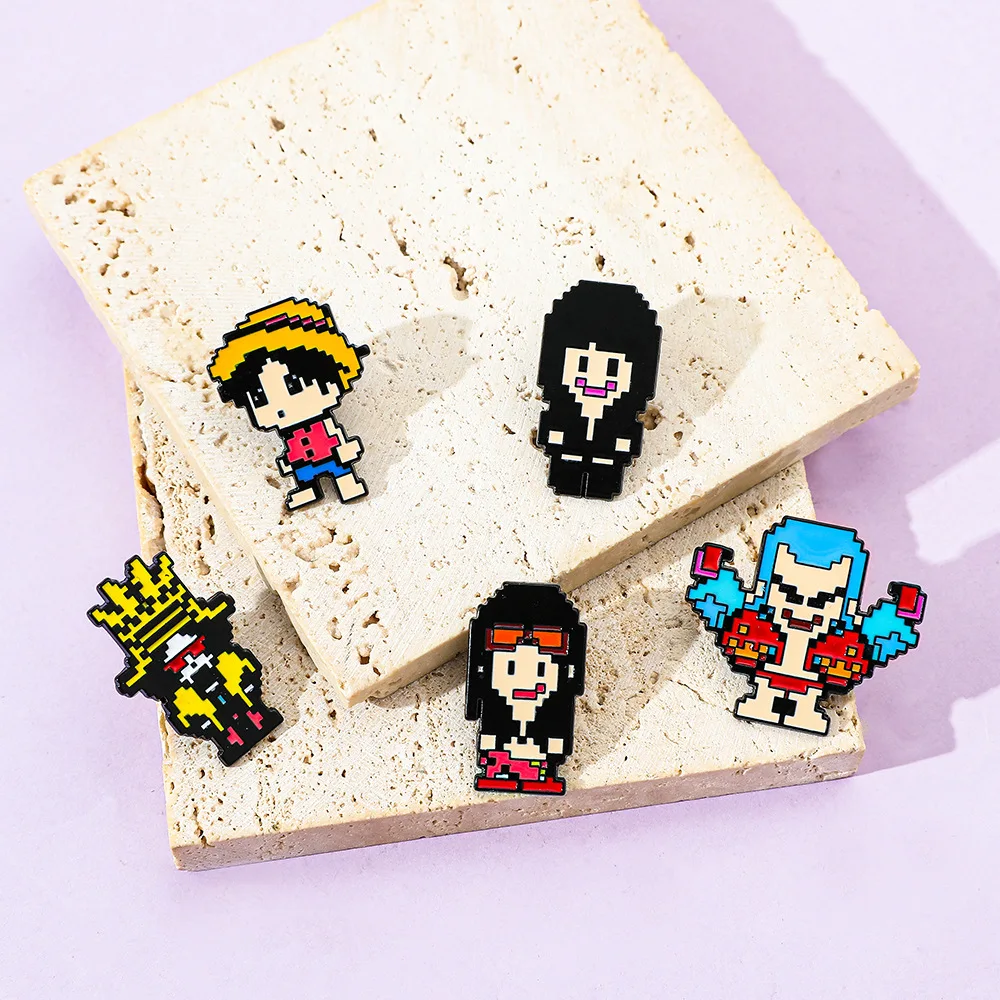5 Peças Broche Estilo Pixel Cr - Anime Cosplay Luffy avaliação e preço