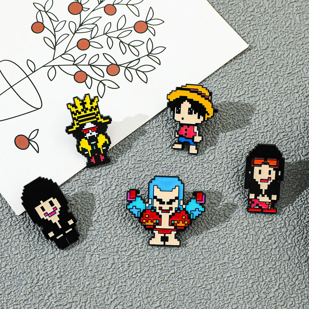 5 Peças Broche Estilo Pixel Cr - Anime Cosplay Luffy avaliação e preço