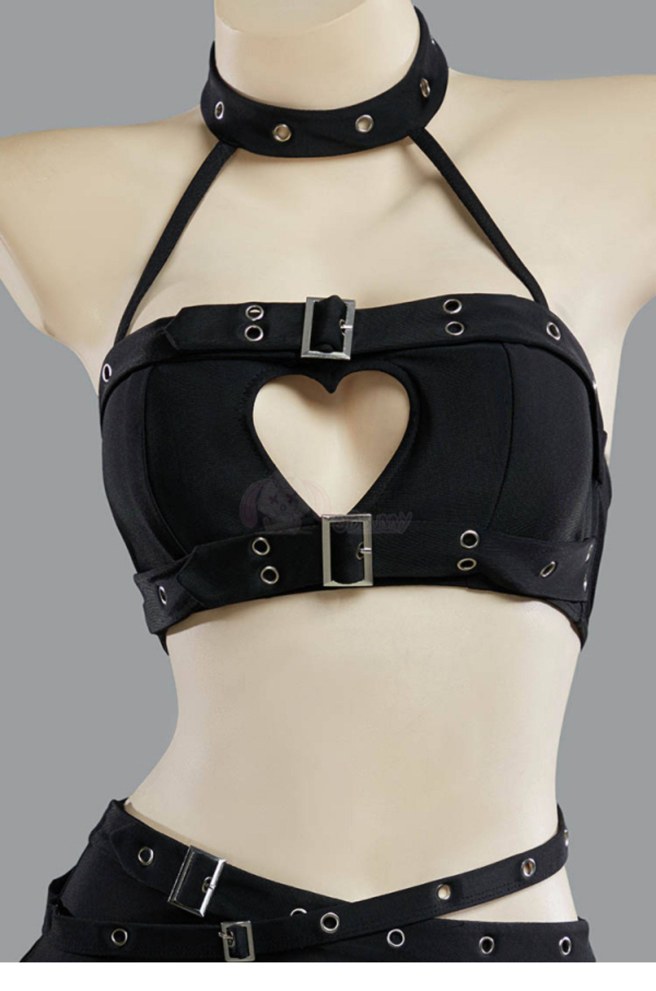 Gótico punk coração oco halter - Anime Cosplay Bikini avaliação e preço